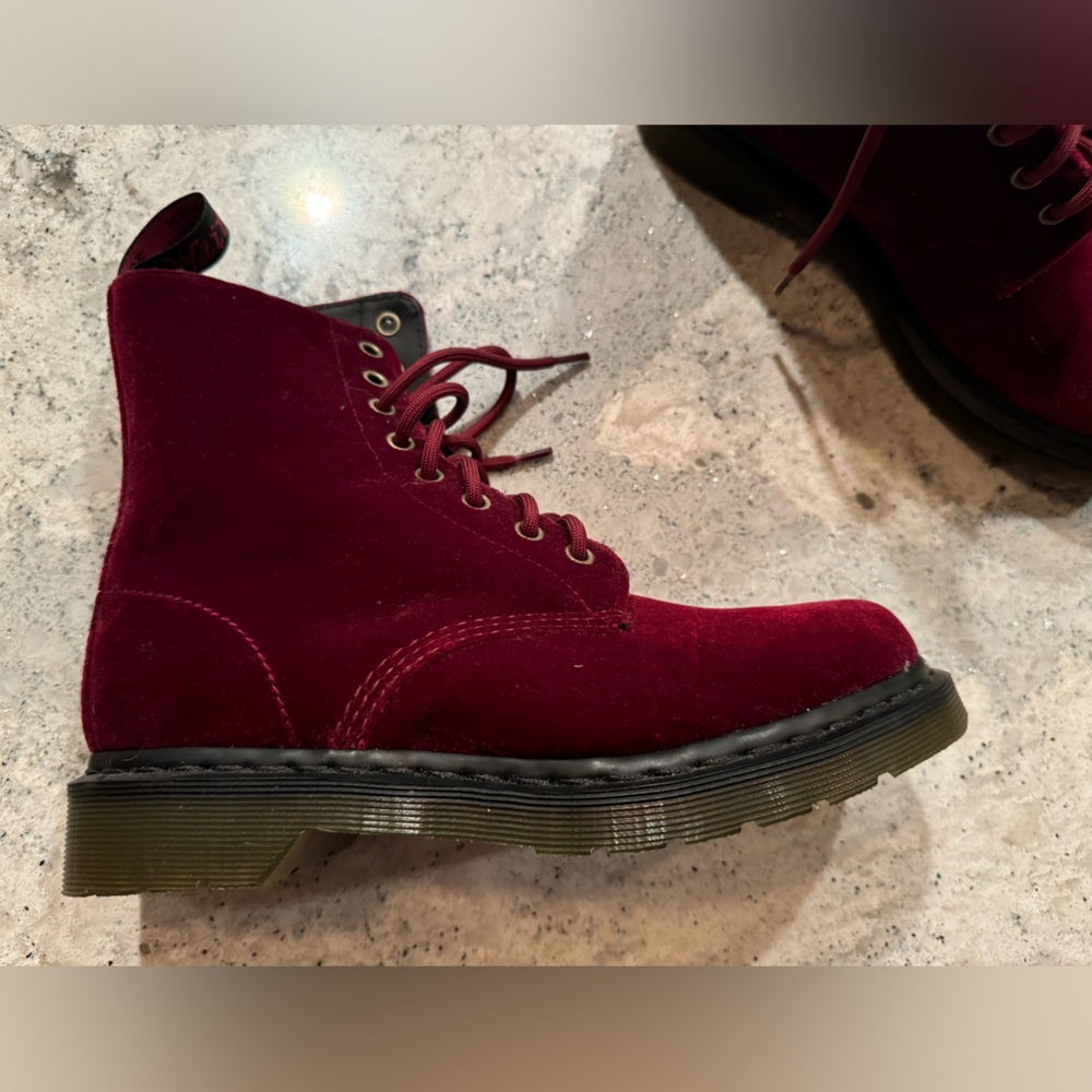 NIB Dr martens page Burgundy Velvet Boots